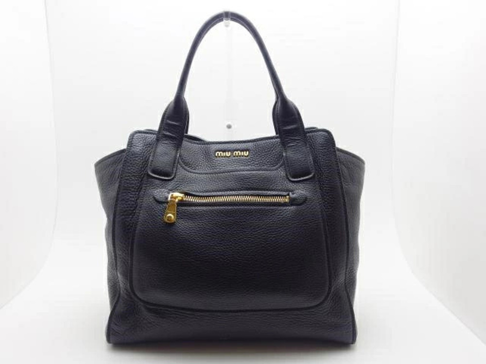 Miu Miu tote bag black embossed leather